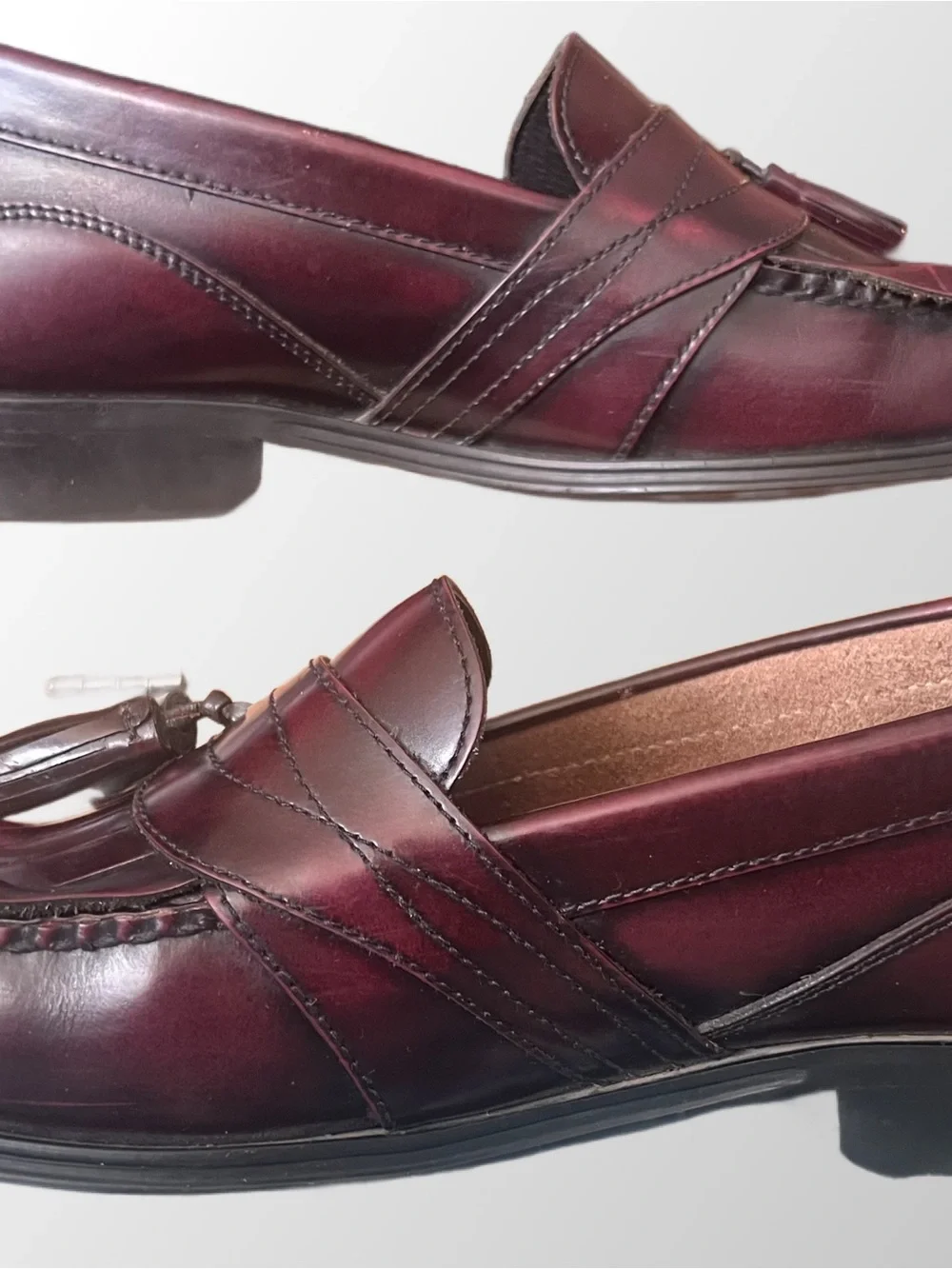 G.H. Bass & Co. Mens Retired Burgundy Clive Tassel Penny Loafers Sz. 9.5